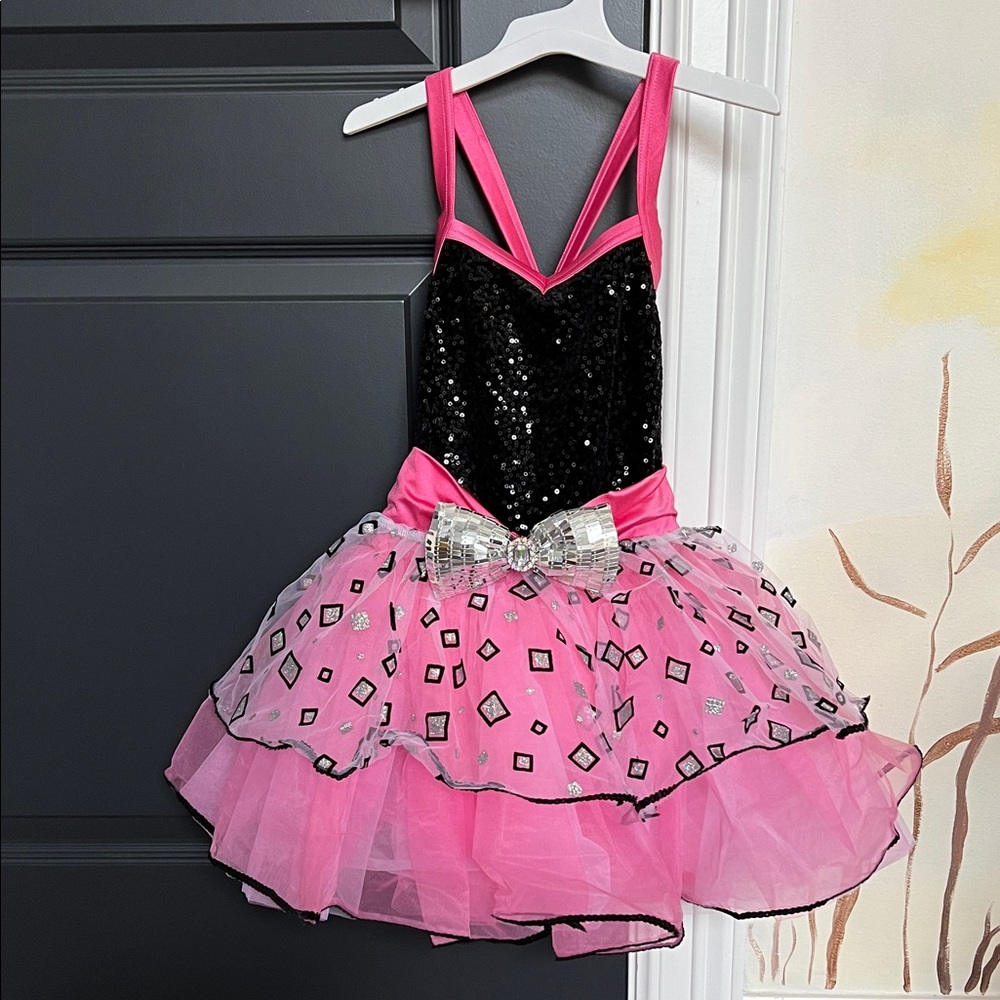 Pink and Black Sequin Kids Costume